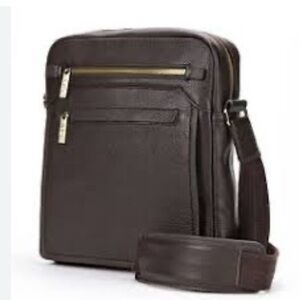 AmeriLeather Front Flap Messenger Bag - Genuine Leather Crossbody Unisex Brown